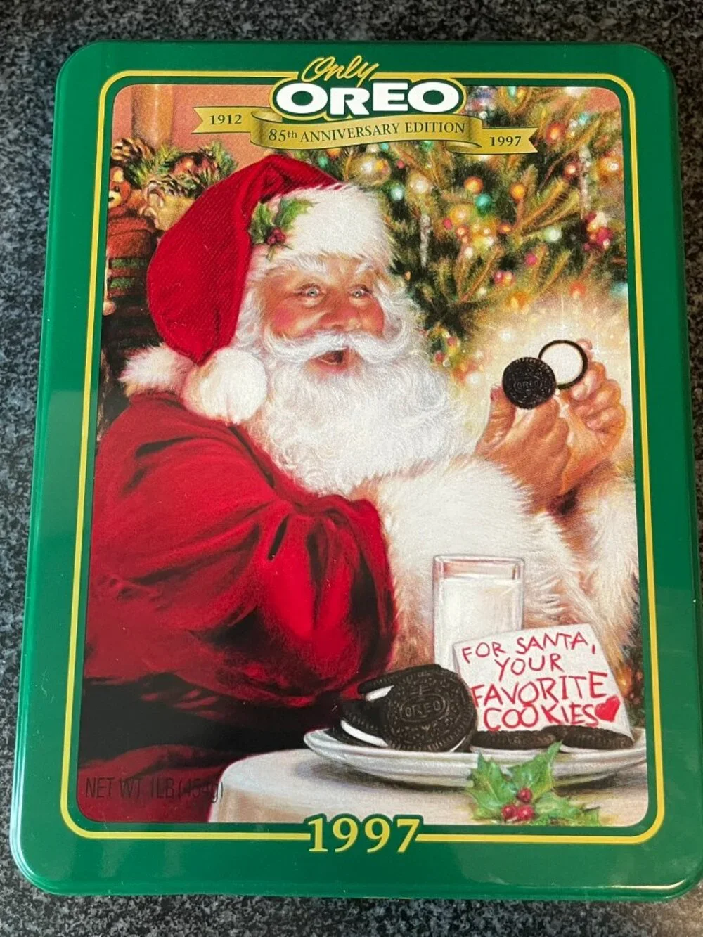 Vtg 1997 Oreo Cookie 85th Anniversary Edition Canister Tin Santa Christmas 8